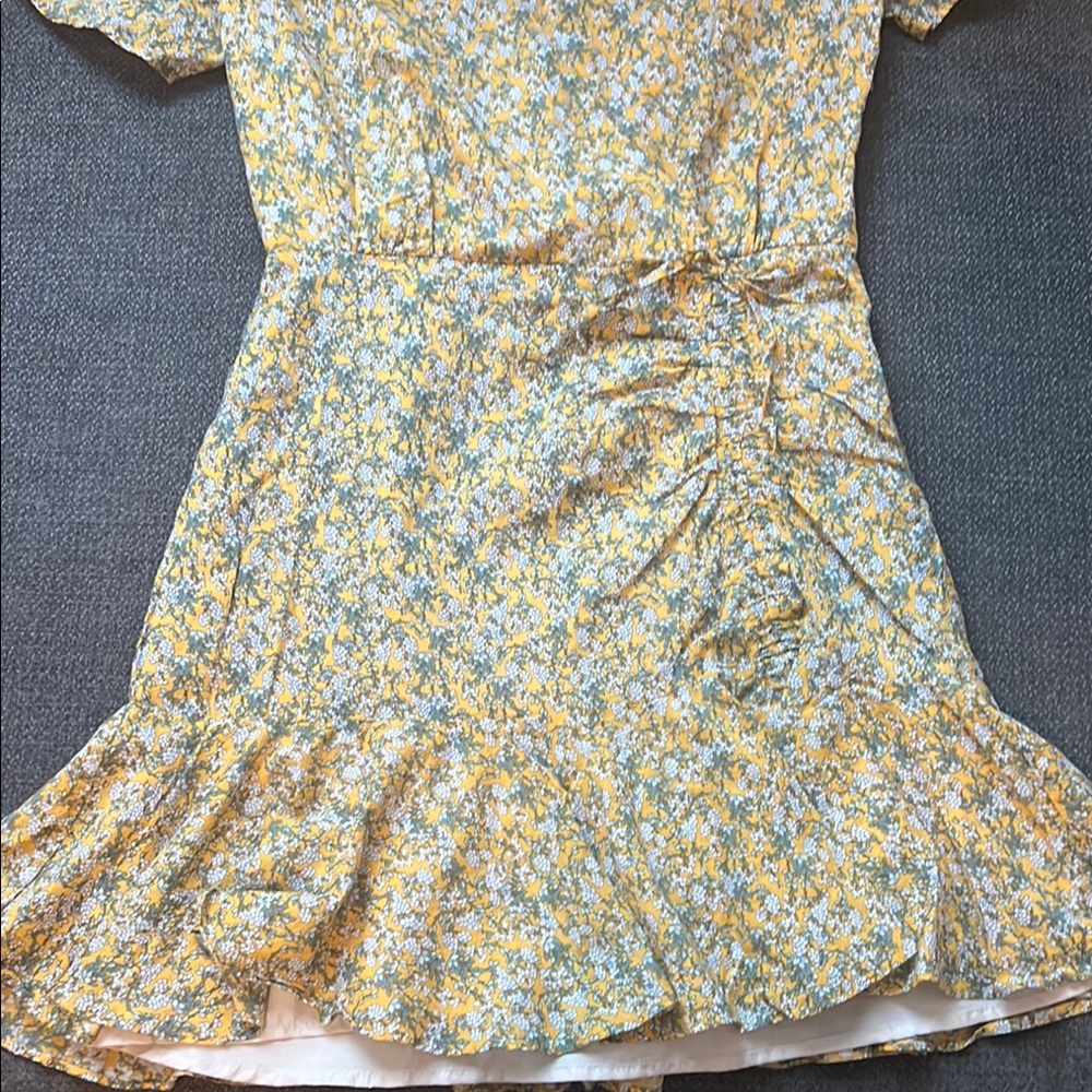 Steve Madden Yellow Ruched Ruffled Midi Sundress - Picture 2 of 9